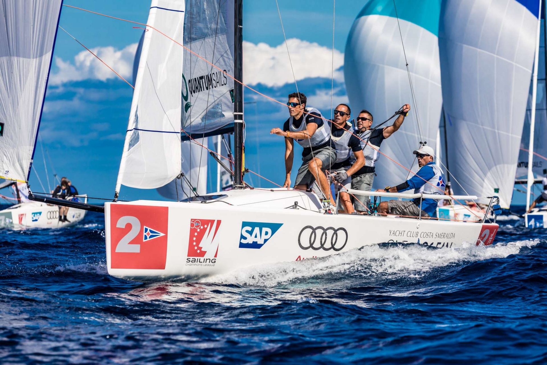  Fair winds on first day of Audi SAILING Champions League Final - News - Yacht Club Costa Smeralda